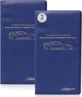 Andalus Auto Registration & Insurance Card Holder Pack of 2, Waterproof Essential Car Registration Holder with Hook & Loop Closure, Perfect for Every Vehicles Glove Boxes (Blue - 9.5" x 5.15")