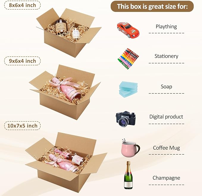 Eupako 30 Pack Small Shipping Boxes Assorted Sizes, 8x6x4 & 9x6x4 & 10x7x5 10 PCS Each Mailing Boxes, Brown Corrugated Box Mailers, Cardboard Boxes for Packaging Small Business