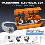 Flemoon [2 Pack] Outdoor Electrical Box Waterproof, Medium Weatherproof Electrical Box (11.5x5.2x4 inch) w/6 Cable Entry Ports, Extension Cord Cover for Power Strip, Timer, Holiday Light, Orange