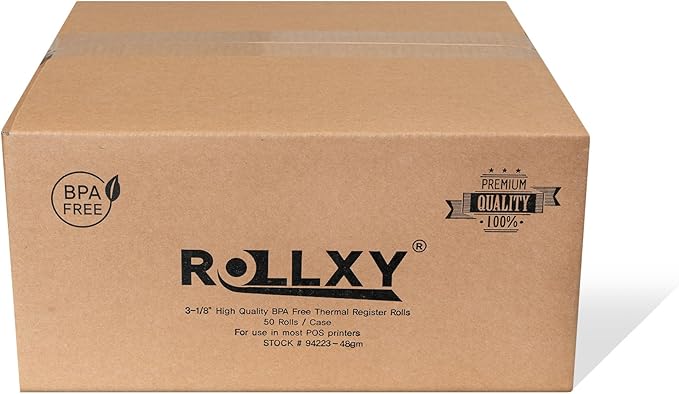 3-1/8 X 230 Thermal Paper Compatible with Star CT-S300 Tsp100 BPA Free 50 Rolls by Rollxy (48gm Thickness)
