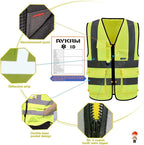 A-SAFETY Hi Reflective Safety Vest,Hi Vis Bright Neon Colors Safety Vest with 4 Reflective Strips 7 Pockets(Yellow Small)