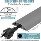 Floor Cord Cover Self Adhesive Cord Hider,10FT Cable Management, Extension Strip Protector for Wires, Prevent Cable Trips for Offices, Gyms, Exhibitions Cavity:0.47"(W) x 0.35"(H) Gray