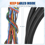 Sasylvia 1/4" x 200 ft Split Wire Loom Tubing Automotive Wire Loom Assortment Split Cable Sleeves Bulk Flexible Electrical Conduit Protective Kit