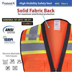 ProtectX 6 Pockets High Visibility Safety Vest for Men Women Class 2 Reflective Hi Vis Work Construction Vest