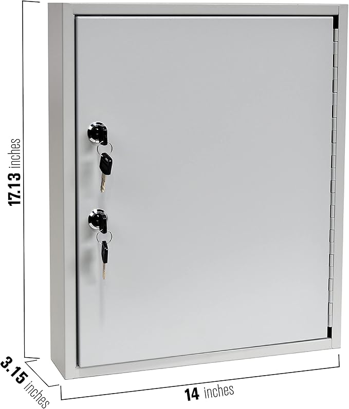 STEELMASTER by BankSupplies 110 Key Cabinet | Dual Lock Control Key Box | Welded 22 Gauge Steel Construction | Scratch Resistant | Write-On Key Tags for Easy Identification
