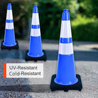 BESEA 8PACK 28 inch Traffic Safety Cones Blue Road Parking Cones 28" Heavy Duty Construction Cone Structurally Stable for Traffic Control at Public Place(8PCS)