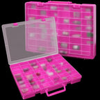 Juexica 2 Pcs Large 48 Grids Plastic Storage Bead Organizer Box, Tackle Box, Compartment Organizer Container with Adjustable Dividers for Jewelry Art Crafts Toys Screw Small Parts(Pink)