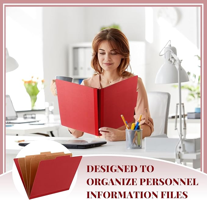 Skyygemm 24 Pcs Classification Folders Letter Size, 3 Divider Pressboard File Folder with Fasteners, Expanding File Organizer Bulk for Teachers, Clergy, Office, Church, Christmas Donations (Red)