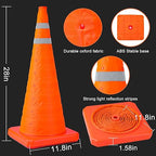[8 Pack]28 Inch Collapsible Traffic Safety Cones - Parking Cones with Reflective Collars, Orange Safety Cones for Parking lot, Driveway, Driving Training etc