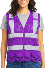 Lace-Mesh Safety Vest for Women & Men - Breathable, High Visibility Vest with Zipper & ANSI Class 2 Reflective Strips
