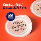 100 Custom Vinyl Stickers - Upload Your own Image, Text, Design, Logo - Personalized Logo Labels for Handmade, Packaging, Bottle, Jars, Candle, Brand Stickers (Peach, 1.5x1.5)