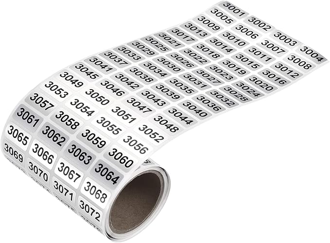 MECCANIXITY 3001 to 4000 Consecutive Number Stickers Inventory Label Black Numbers for Office Warehouse Numbering Classification