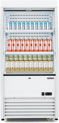 Wilprep Commercial Display Refrigerator, 27" Open Air Merchandiser with 6.7 cu. ft. Volume LED Lighting Night Curtain, Grab and Go Display Refrigerator Showcase for Store Cafe Bar Shop