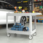 Heavy Duty Plastic Utility Cart with Wheels, Rolling Flatbed Tool Cart on Wheels, Service Cart for Garage, Warehouse, Workshop, Office, Cleaning (Gray-45.7 inch)