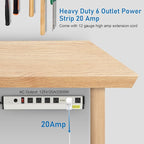 CCCEI Heavy Duty Power Strip Surge Protector 20 Amp, High Amp Industrial Shop Garage Metal Multiple Outlets, 12 FT 12 Gauge 5-15P Extension Cord 6 Outlet 6-20R T-Slot 20a for Appliance.