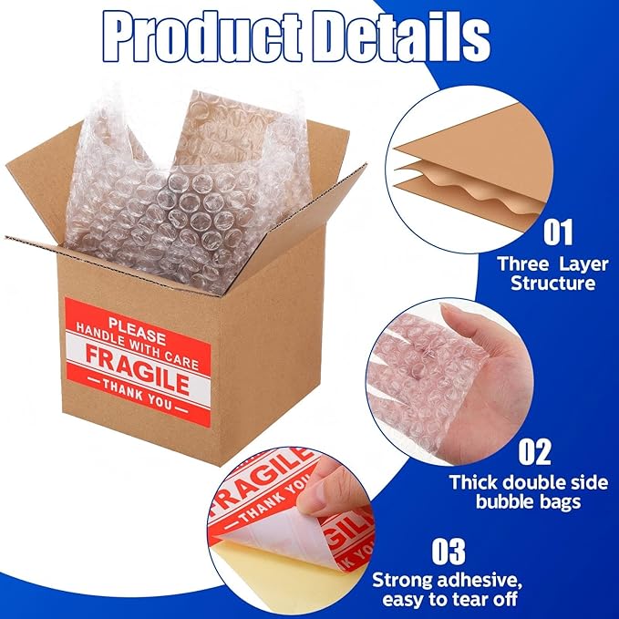 TaoBary 50 Set 4 x 4 x 4 Shipping Boxes for Small Business with Bubble Cushioning Wrap Fragile Packing Label Stickers Candle Small Mail Box Corrugated for Electronics Mug Gift Christmas