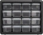Akro-Mils 16-Drawer Plastic Cabinet for Garage Organization, Beads, Makeup Organizer, Building Bricks Storage, Teacher Toolbox, 10-1/2" W x 6-1/2" D x 8-1/2" H, 10716 Black (Pack of 4)