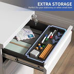 3 Drawer File Storage Cabinet, File Cabinets for Home Office, Metal Rolling Filing Cabinet, Locking File Cabinet for A4/Letter/Lagal Size, Fully Assembled, Matte White