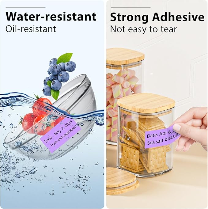 1x2 Inch Thermal Labels,500PCS Rectangle Stickers,Waterproof Removable Blank Stickers for Address,Jars,Freezer Containers & Pantry Organization,Light Purple