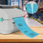 Blue Direct Thermal Labels 4 × 6 Inch Vinyl Self-Adhesive Fanfold Shipping Stickers Waterproof Perforated Printer Decal for Office School Warehouse 500 PCS