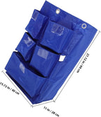 Waterproof Housekeeping Cart Bag with 5 Pockets, Blue Canvas Replacement Cleaning Trolley Bag for Janitorial Supplies and Trash Collection in Hotels and Commercial Cleaning