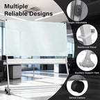 Rolling Magnetic Glass Whiteboard Standing - Large Portable Wheels Dry Erase White Board Stand with Strong Magnets, Ideal for Office, Home and Classroom(40'' X 60'')