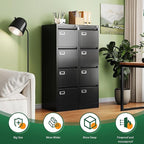Letaya 4 Drawer File Cabinet with Lock,Metal Office Vertical Filing Cabinets for Home Office- Storage A4/F4/Letter/Legal -Assembly Required (Black)