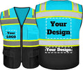 Safety Vest Customize Logo with 5 Pockets & Zipper Reflective High Visibility Vest Class 2 Outdoor Workwear