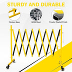 11 Traffic Barricade with Casters, Metal Expandable Barricade, Folding Security Gate, Retractable Fence Outdoor Barricade Fence for Construction Area, Traffic Control（4 Pack)