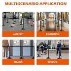 6 Pack Black Crowd Control Stanchions with 10FT Retractable Belts, Rubber Base Posts for Event Queue and Crowd Management
