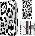 Premium Car Registration and Insurance Card Holder, Cute PU Leather Car Document Holder, Vehicle Glove Box Car Organizer with Magnetic Closure for Driver License, Cards Black White Cow Print