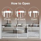 WAOWAO Baby Gate 52.76-62.2" Extra Wide Pressure Mounted Walk Through Swing Auto Close Safety White Metal Toddler Kids Child Dog Pet Puppy for Stairs,Doorways,Kitchen