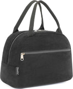 FlowFly Lunch Bag for Women Insulated Lunch Box Corduroy Lunch Tote Cooler for Travel Work Picnic,Corduroy Black