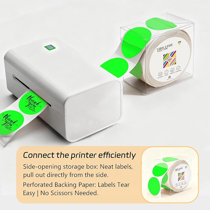2 inch Dot Stickers Labels Circle Garage Sale Sticker 750Pcs Round Thermal Printer Stickers Printable Writable Price Labels for Yard Sale, Fluorescent Green