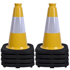 OrangeStar 8-Pack 12" Traffic Cones, Yellow Safety Cones with Reflective Collar, Weighted Base for Driving Practice, Parking Lots, Construction, Flexible PVC, Indoor & Outdoor Use