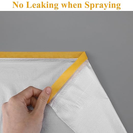 4 Rolls 8.8 x 65 Feet Plastic Sheeting Pre-Taped Masking Film Drop Cloth for Painting, Automotive Covering and Appliance Protection