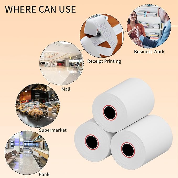 2-1/4'' X 50' Thermal Receipt Paper - Credit Card Paper Rolls - Cash Register Roll - Premium Thermal Printer Paper - 800 Rolls