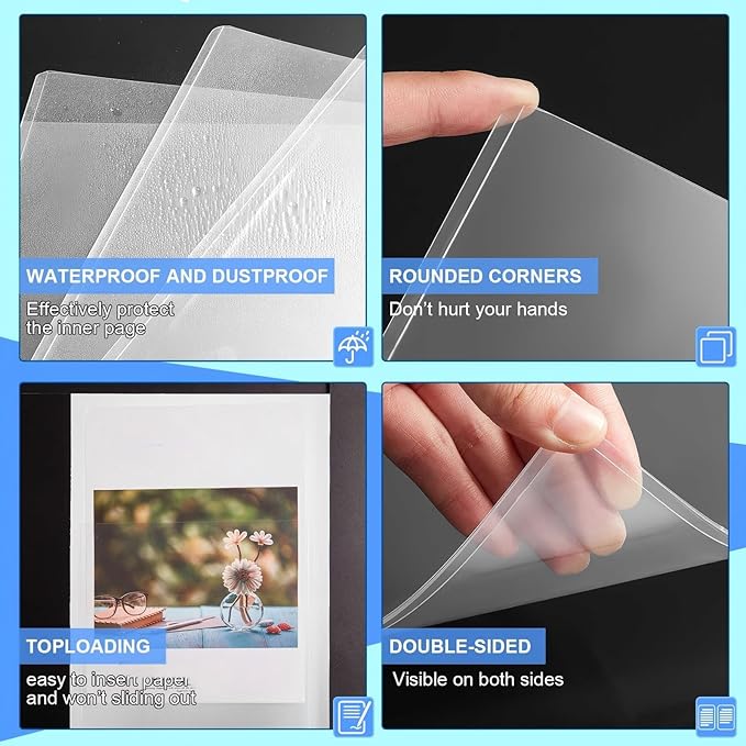 Sherr 2 Pcs Rigid Print Protectors Fit 24 x 36 Inch Poster Paper, Top Loading Page Protectors Plastic Poster Sleeves PVC Clear Sheet Holder to Display Photo Document Magazine Certificate