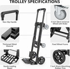 KEDSUM 3-in-1 Convertible Hand Truck Dolly, 600LBS Heavy Duty Dolly Cart with Wheels, Dolly Cart with Adjustable Handle & Caster Wheels for Home,Office,School, 6 Wheels Innovative Design, Collapsible