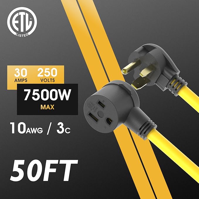 TOOLIOM 50FT Welder Extension Cord 10AWG 6-50P to 6-50R Power Extension Cord for Welding Machines with ETL Approved