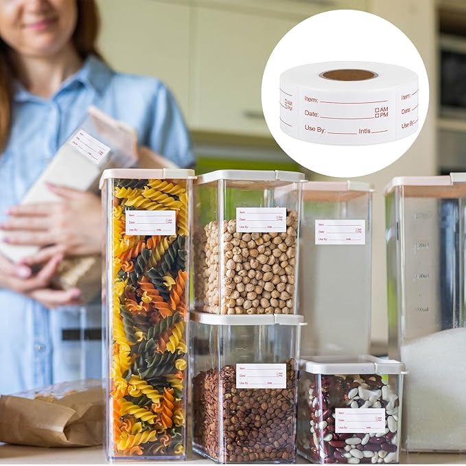 Dissolvable Labels, 1Rolls 500 Pieces 1 x 2 Inch Dissolvable Stickers Labels Food Storage Freezer Date Stickers for Refrigerator Removable Food Label for Freezer Refrigerator Foods Containers