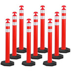 OrangeStar 9-Pack 42" Traffic Delineator Post Cones with Heavy Duty Rubber Base, Orange Safety Cones for Road, Parking Lot, Warehouse, Construction Zone Safety
