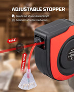 DEWENWILS Retractable Extension Cord Reel, 75 FT Heavy Duty Power Cord, 14/3C SJTOW Retractable Cord Reel, Lighted Triple Outlets, 10A Circuit Breaker, Wall/Ceiling Mount, UL Listed, Red