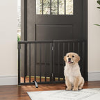 Dog Gate for Doorways, Foldable Dog Gate Indoor, Pet Gates for Doorways Bedroom, Puppy Gate with Metal Support Feet, Room Divider 2 Panels (Black)