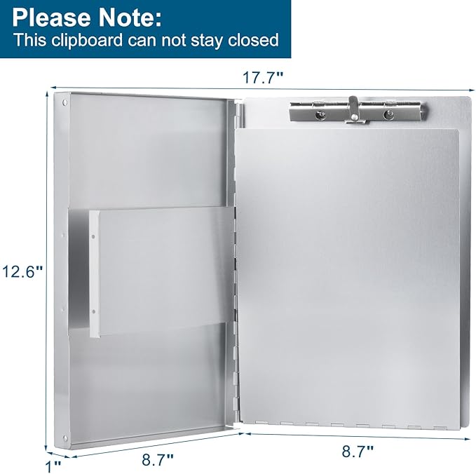 ZCZN Aluminum Clipboard with Storage and Clip Recycled, Clipboard Folder, Sturdy Letter Size Recycle Metal Form Holder for Business Office Medical Professionals, Letter Size (Silver)