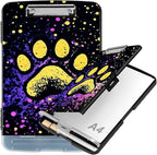 Clipboard with Storage Compartment, 8.5 x 11 Letter Size Side Opening Clip Board with Pen Holder, Hard Portable Clipboard Organizer for Nurse, Teacher, Contractor, Jobsite, Dog Paw