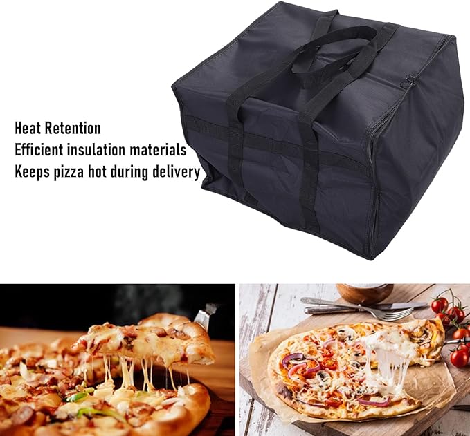TOPINCN Insulated Pizza Delivery Bag, Thermal Food Carrier for Hot and Cold Storage Large Capacity Reusable Warming Bag Foldable for Grocery Shopping