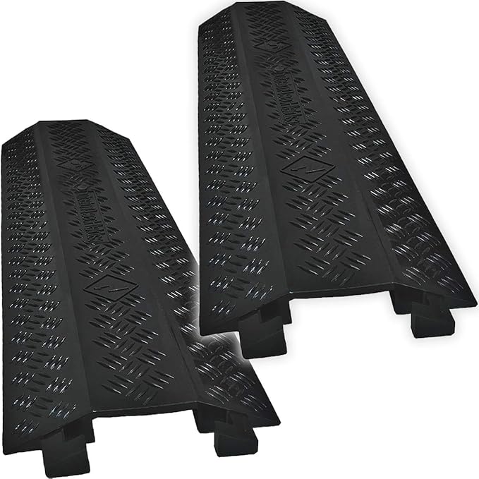 Electriduct Drop Trak Cable & Hose Protector Cord Cover - Medium - Black - 2 Pack