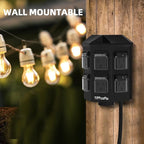 TiFFCOFiO Outdoor Power Strip with Stake Waterproof, 60 FT Extension Cord, 6 Grounded Outlets for Outdoor Lights, 14 AWG, 15A/1875W, ETL Listed