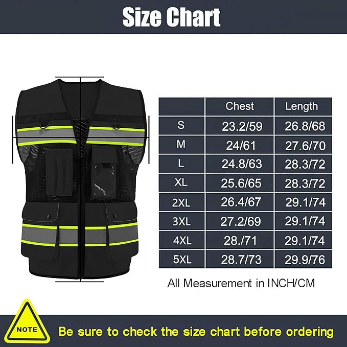 Safety Vest High Visibility Reflective Construction Vest for Men Women